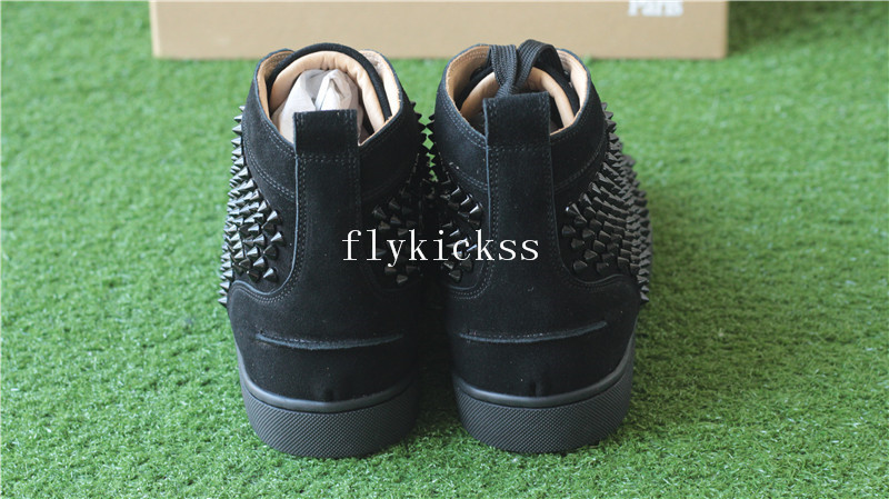 Super High End Christian Louboutin Flat Sneaker High Top Black Suede(With Receipt)